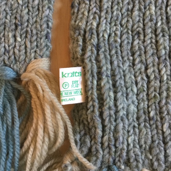 Vintage Kolor Knits Blue Pure Wool Made in Ireland Scarf - Picture 4 of 6